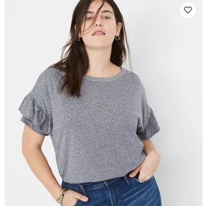 Madewell "Ruffle-Sleeve" Top | Gray Grey | Size Small